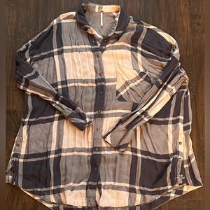 Free People Oversized Plaid Tunic